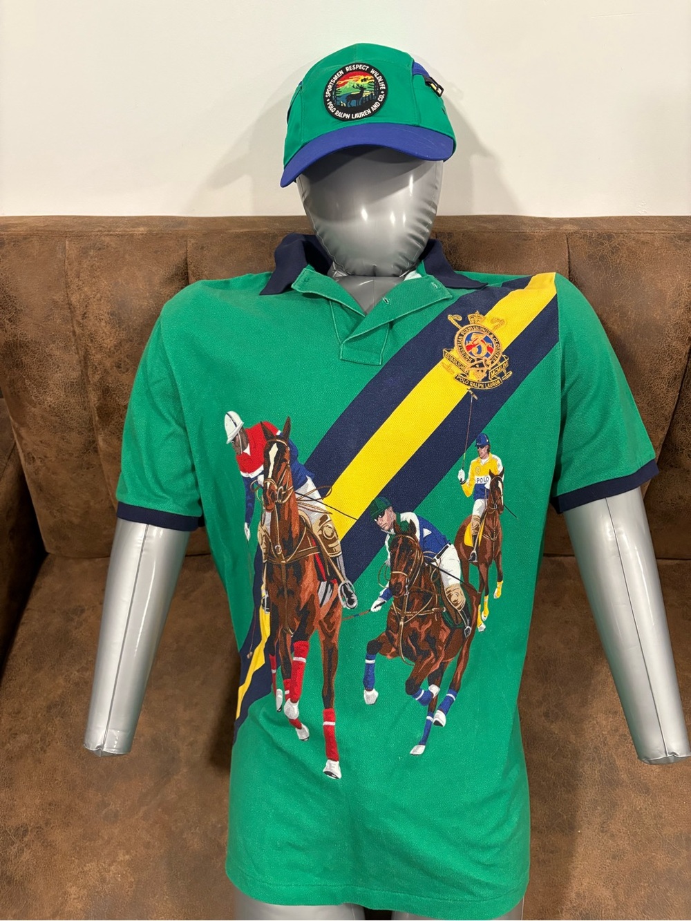 Polo by Ralph Lauren Green Polo with Multi-Color Polo Player Graphic